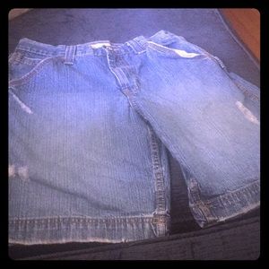 A pair of jean shorts